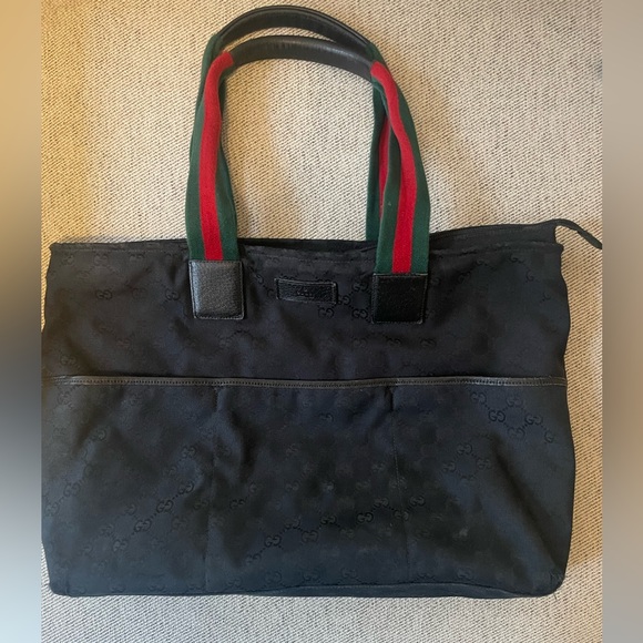 Gucci Black GG Canvas Web Large Tote - Picture 3 of 7